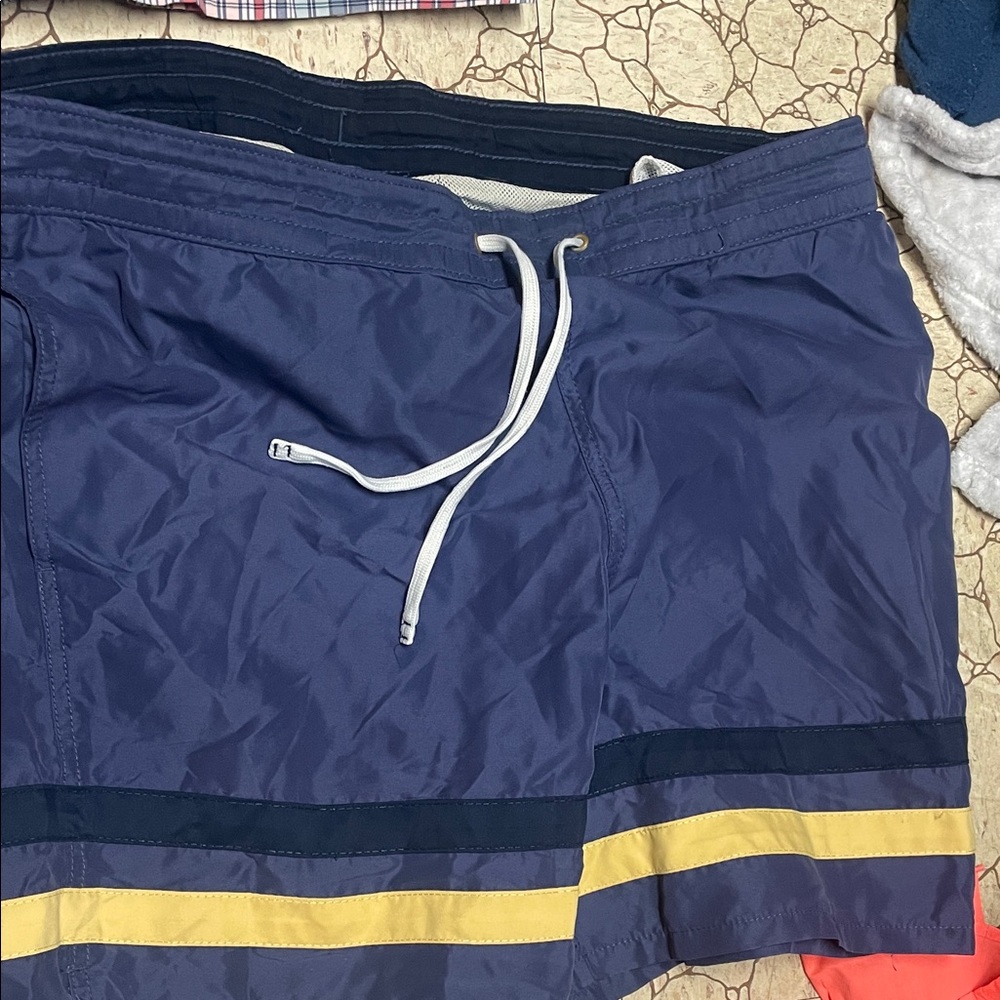 Merona Men's Blue Swim Trunks with Yellow Accents